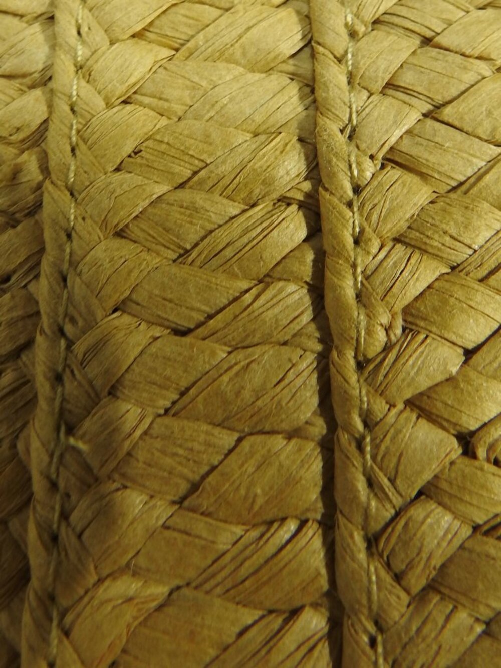 Straw Purse 12"H with 3 Cream Stripes Unknown Brand Shoulder Bag - Picture 4 of 13